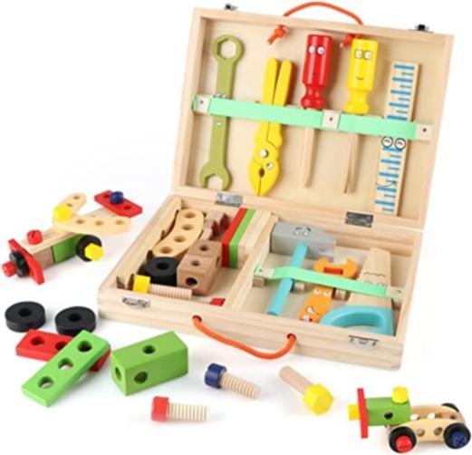 Produktbild Esmée Holz Kinder Werkzeug Koffer Handwerker Tool Zubehör Lern Spielset 36-tlg. Set