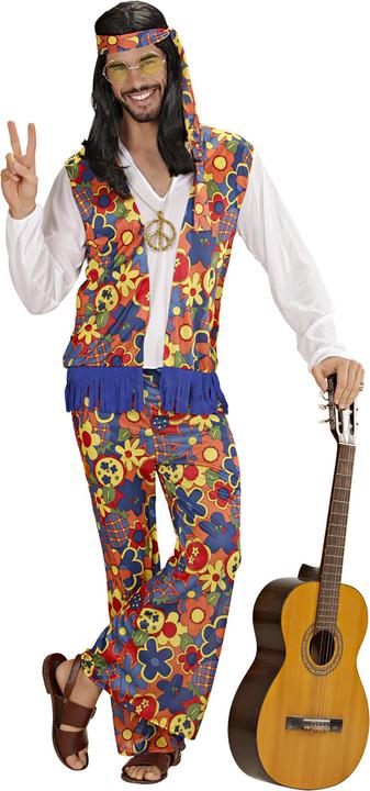 Widmann HIPPIE MAN (Hemd mit Weste, Hose, Kopftuch, Kette mit Peacezeichen), L (L)