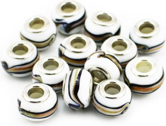 Produktbild Hermex Glas Bead versilbert 925 - Silbrig Weiss (925er Silber)