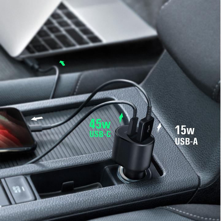 Actual product image Samsung DUAL FAST CAR CHARGER 45W & 15W EP-L5300XB BLACK