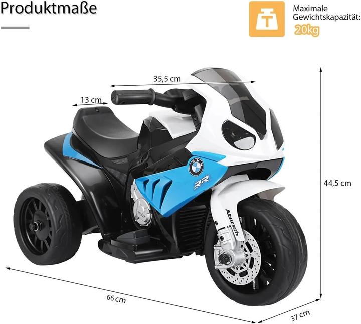 Image du produit Homcom Kinder Elektro Motorrad mit Licht- und Soundeffekte BMW S1000 RR blau (6 V)