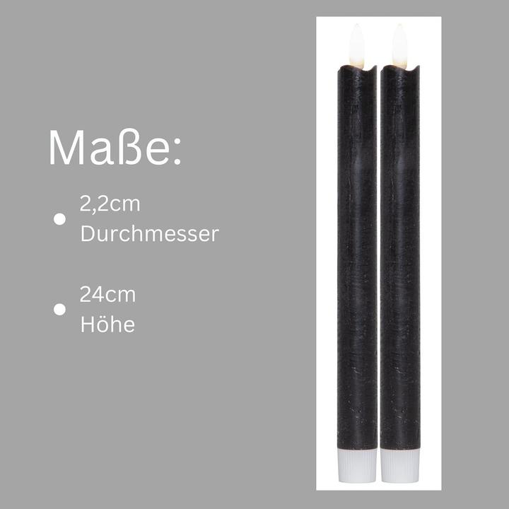 Image du produit Novaliv Stabkerzen LED mit Timer SCHWARZ 2er indoor mit Timer Funktion 6 Stunden ECHTWACHS 24cm Höhe für Ker (2 x)