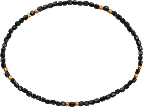 Produktbild HCA Armband - "Harmony of nature" - Schwarzer Spinell - vergoldet (17 cm, Edelstein kombiniert mit Kugeln aus Edelstahl vergoldet)