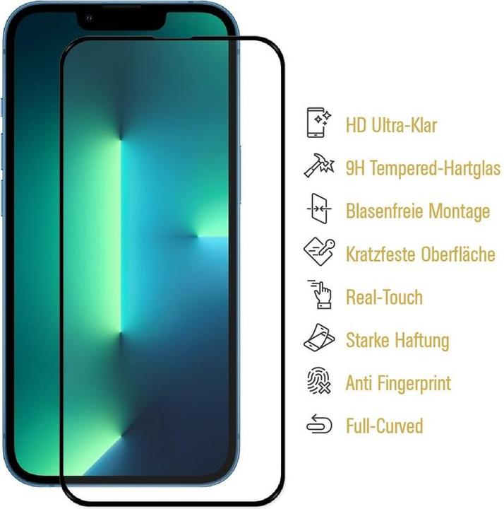 Actual product image Protectorking 3x real tempered 9H armoured glass 3D CLEAR (3 Piece, Apple iPhone 13 Pro)