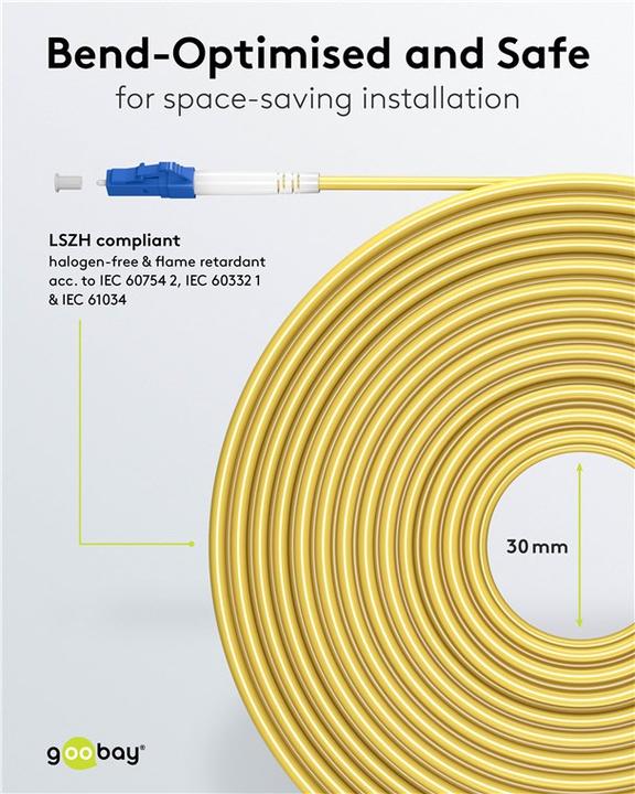 Produktbild Goobay Glasfaserkabel FTTH, Singlemode OS2 Yellow, Gelb Simplex, 0,5 m (S/UTP, CAT7, 0.50 m)