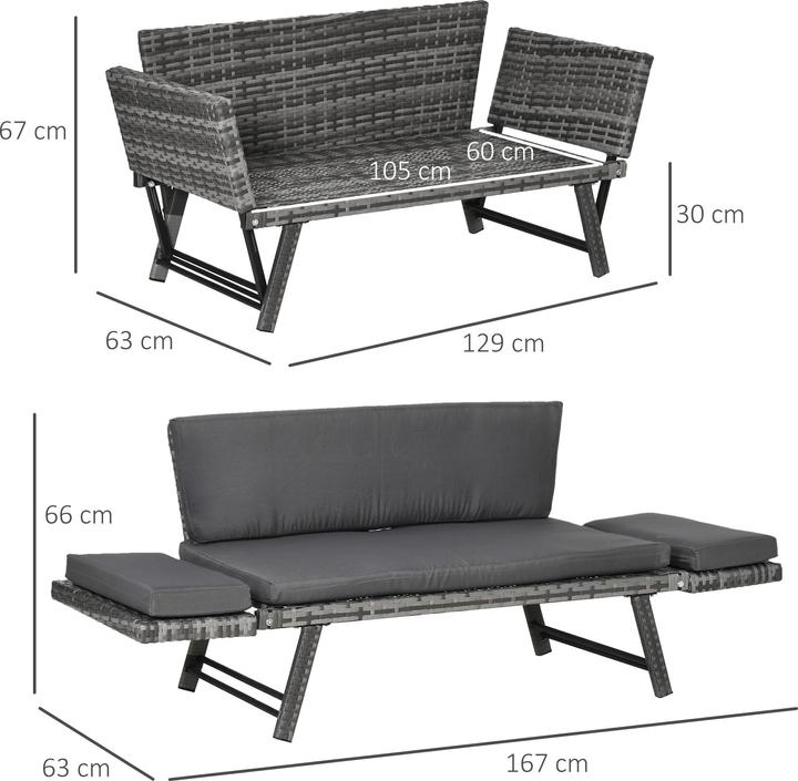 Actual product image Outsunny Garden Sofa with Folding Armrests