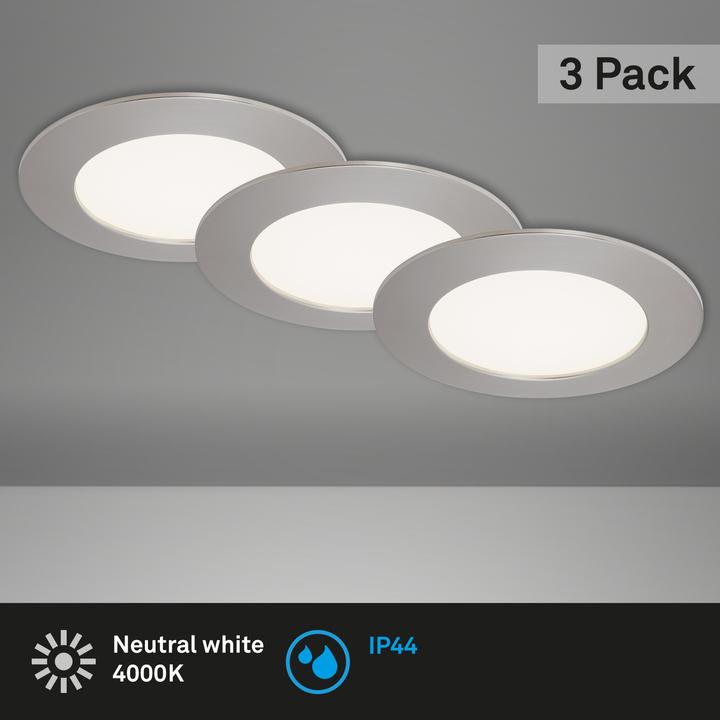 Immagine prodotto Briloner Apparecchio da incasso a LED, nichel opaco, 3xLED platinum/8W (800 lm)