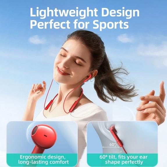 Actual product image Joyroom Magnetic Wireless Neckband Headphones, JR-DS1, (red) (20 h, Wireless)