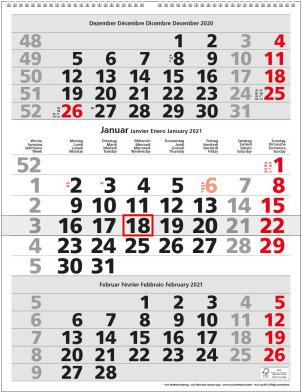 Produktbild Simplex 3-Monats-Wandkalender (Spezial, Kein Einband, Deutsch, Französisch, Italienisch, Englisch)