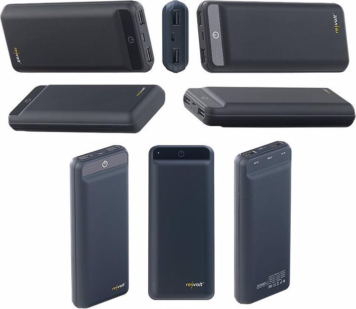 Produktbild Revolt USB-Powerbank im Slim-Design (20000 mAh, 10.50 W, 74 Wh)