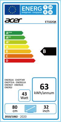 Etichetta energetica Acer Et322qk (3840 x 2160 pixel, 31.50")