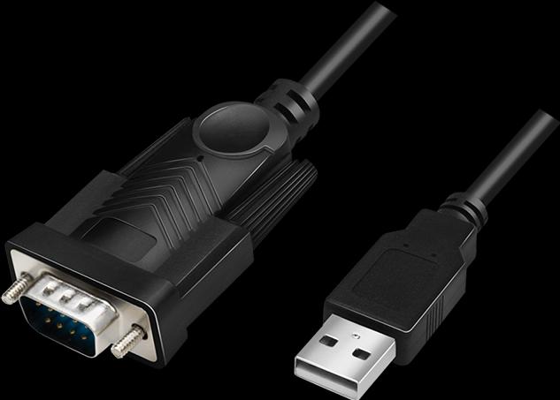 Actual product image LogiLink USB 2.0 RS232 adapter cable, black, 1.5 m Connectors: USB-A plug, DB9 plug (1.50 m)