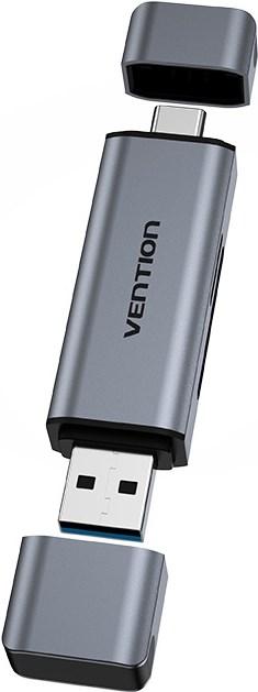 Vention Lettore di schede 2-in-1 USB 3.0 A+C - grigio (USB-C 3.2 Gen 1)