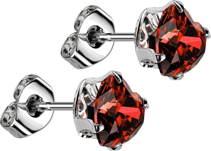 Image du produit Star Piercing Clous d'oreille argent avec cristal de coeur rouge (Acier chirurgical 316L, sans laiton)