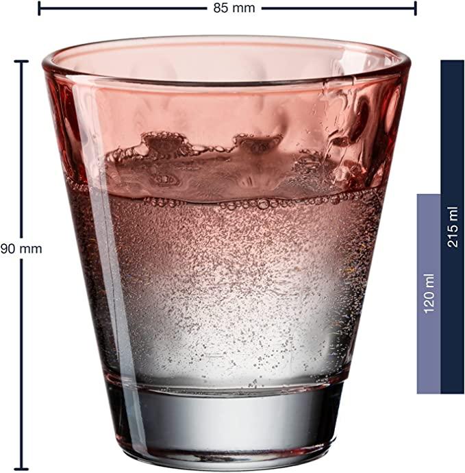 Actual product image Leonardo Drinking glass Optic Pastel 215 ml, 6 pieces, Multicoloured (0.22 l, 6 x)