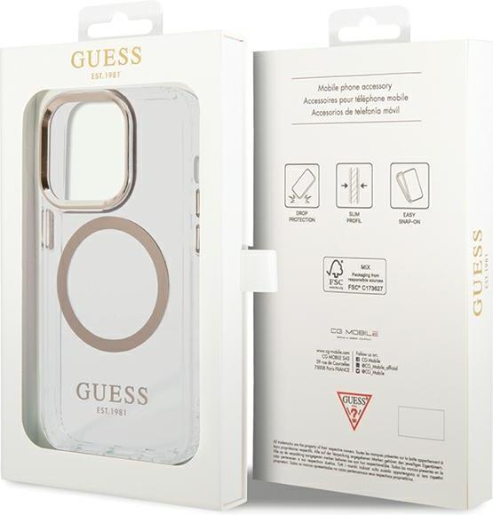 Image du produit Guess étui pour iPhone 15 6,1" GUHMP15SHTRMD gold HC Magsafe Metal Outline (Apple iPhone 15)