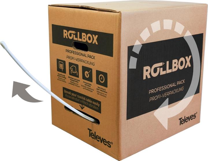 Actual product image Televes SK 2000 PLUS-B coaxial cable 250m unroll box 130dB (135 dB, Plug socket)