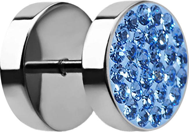 Produktbild Star Piercing Fake Plug mit Kristall hellblau (ohne Messing, Chirurgenstahl 316L)