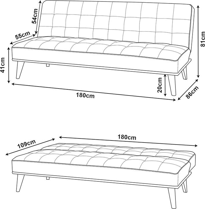 Produktbild En.Casa Schlafsofa Pukkila 180x86x81 cm Textil Dunkelgrau (3-Sitzer)