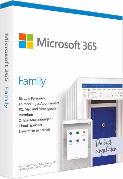 Actual product image Microsoft 365 Family Deutsch (6 User, 12 months)