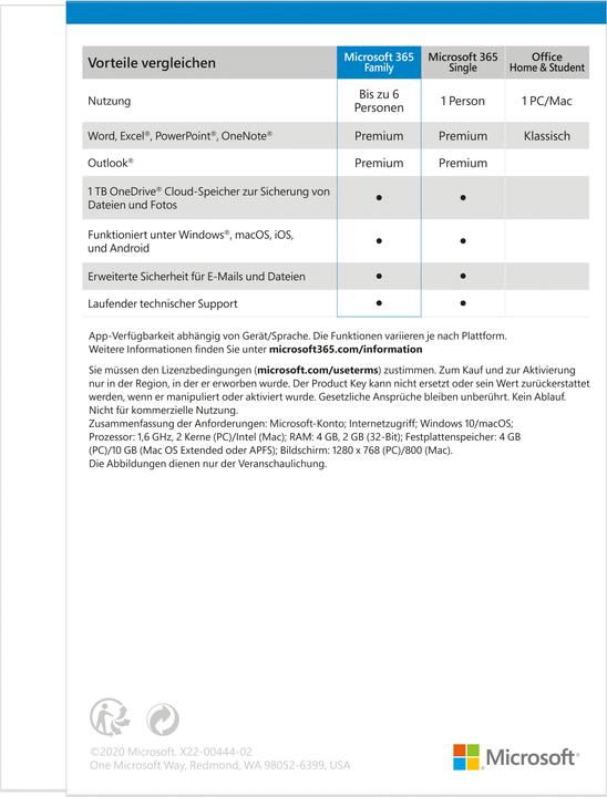 Actual product image Microsoft 365 Family Deutsch (6 User, 12 months)