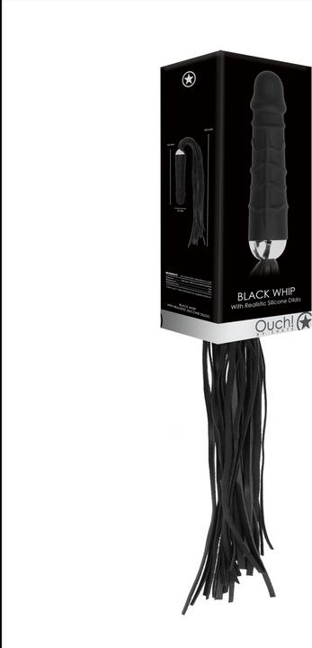 Actual product image Ouch! Black Whip with Realistic Silicone Dildo