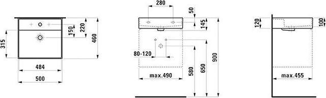 Produktbild Laufen Waschtisch KARTELL 500x460mm ubaufä m ÜL 1 HL-Ausf. we ma (460 mm, 500 mm)