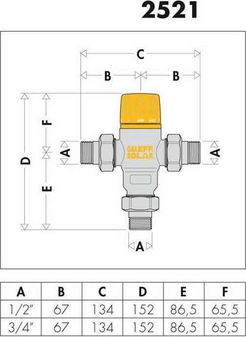 Productafbeelding Caleffi Solar thermostatisch mengventiel f inlaattemperaturen b 100 GrC 3/4inch