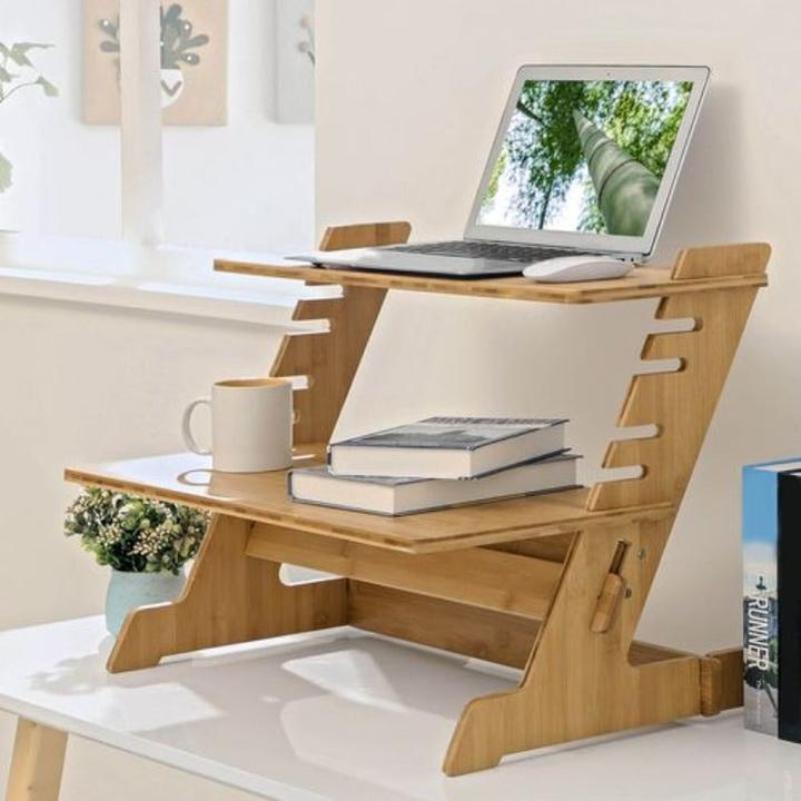 Image du produit Hermex Rehausseur de bureau ergonomique Table d'ordinateur portable Poste de travail mobile debout