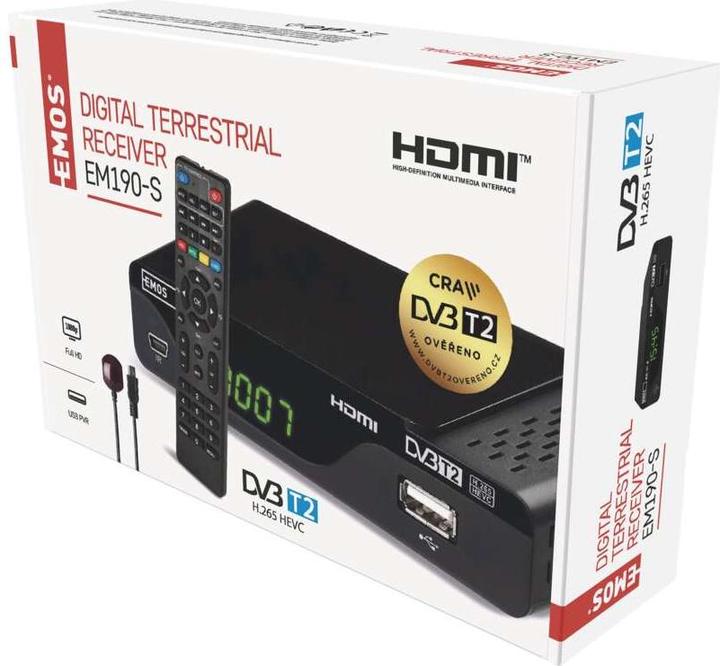 Actual product image Emos EM190-S HD HEVC H265 (DVB-T, DVB-T2, CI Shaft)