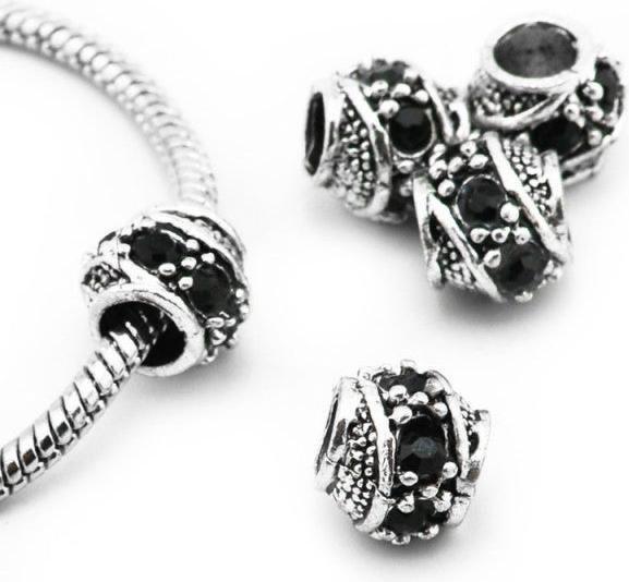 Produktbild Hermex Strass Bead versilbert 925 - Silbrig Schwarz (Silber 925)