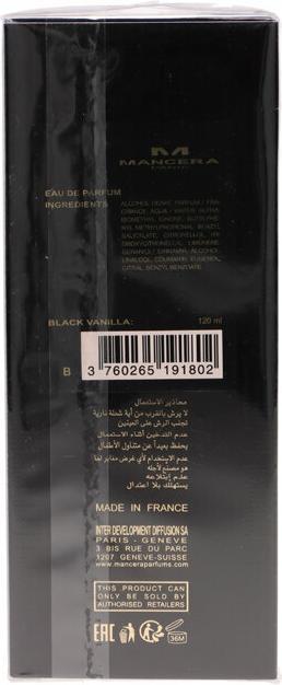 Image du produit Mancera Black Vanilla by Eau de Parfum Vaporisateur (Unisexe) 120 ml (Eau de parfum, 120 ml)