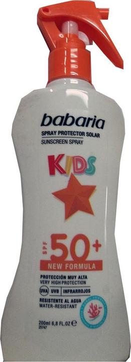 Actual product image Babaria Unisex Kids Spray SPF50 200ml Vaporiser - Black (Sun spray, SPF 50, 200 ml)