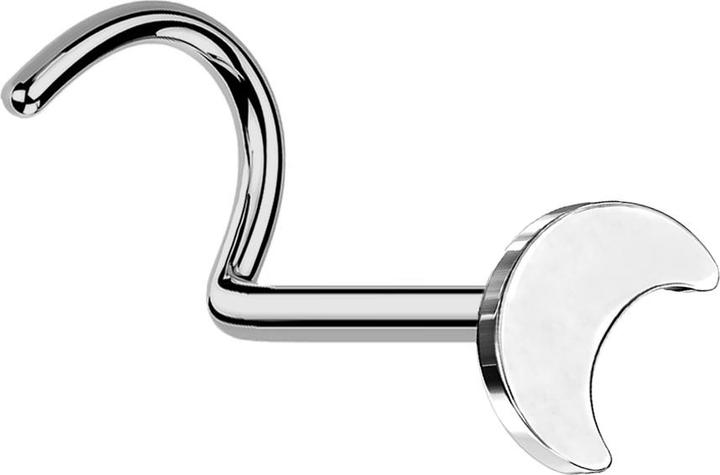 Produktbild Star Piercing Threadless Nasenstecker gebogen silber Mond silber (ohne Messing, Titan G23)