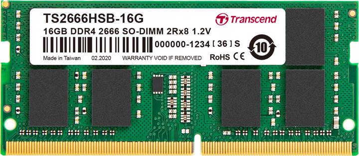 Actual product image Transcend DDR4 16 GB (2 x 8GB, 2666 MHz, DDR4-RAM, SO-DIMM)