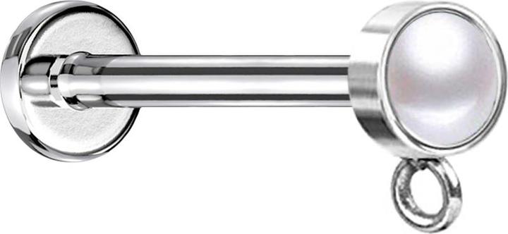 Image du produit Star Piercing Micro Labret femelle argenté avec perle cylindrique blanche anneau pour pendentif (Acier chirurgical 316L, sans laiton)