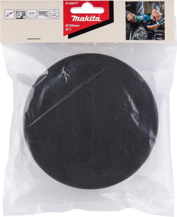 Actual product image Makita Sanding sponge for single disc/polishing machine, Ø125 mm, unperforated, 1 piece, black (0)