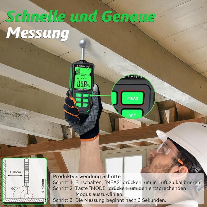 Actual product image Rdinscos Feuchtigkeitsmessgerät für Wände und Mauerwerk