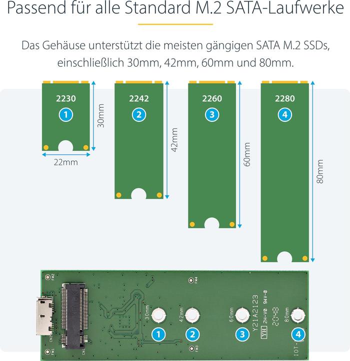 Immagine prodotto StarTech ENCLOSURE DA USB 3.0 A M.2 SSD (M.2 2230, M.2 2260, M.2 2242, M.2)