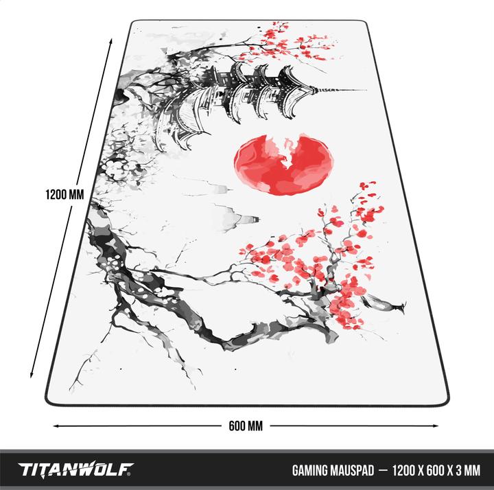 Produktbild Titanwolf Gaming Mauspad, XXXL Speed Mausmatte 1200 x 600 mm, Geschwindigkeit & Präzision, Japan Ink Painting (XXL)