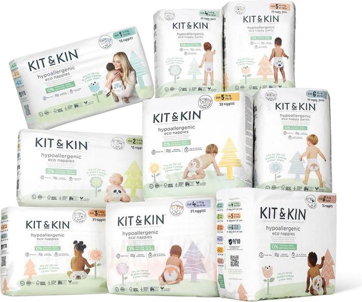 Actual product image Kit & Kin Nappies (Size 3, Monthly box, 136 Piece)