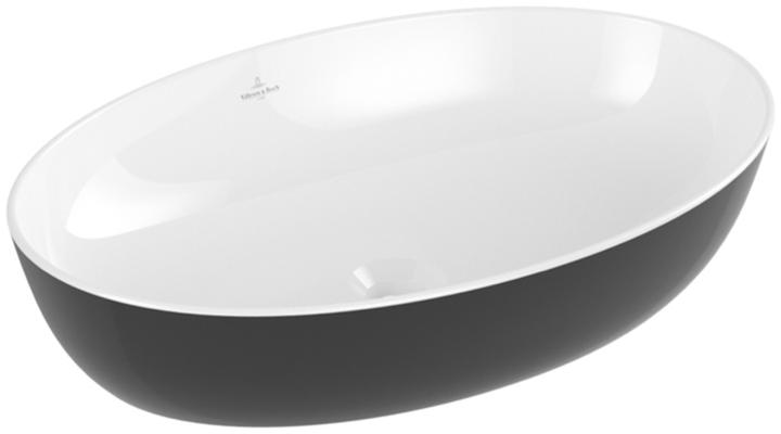 Produktbild Villeroy & Boch Aufsatzwaschbecken Artis 61 cm oval weiss/coal black 419861BCT8 (410 mm, 610 mm)