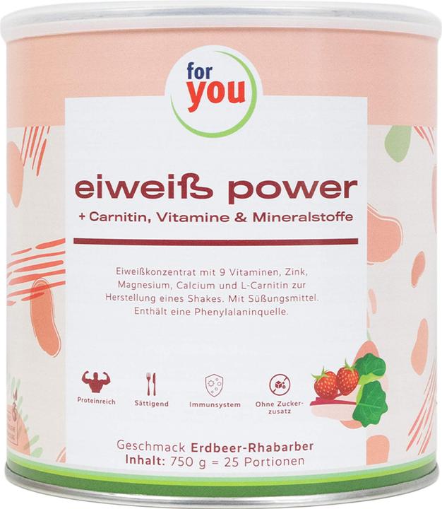 Immagine prodotto For You proteine isolate del siero del latte - yogurt al lampone (Rabarbaro alla fragola, 1 pz., 750 g)