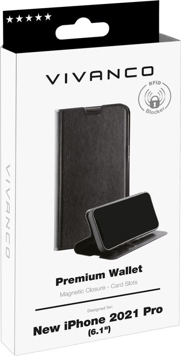 Actual product image Vivanco Premium Mobile Phone Protective Case 15.5 cm (6.1" ) Wallet Case Black (Apple iPhone 13 Pro)