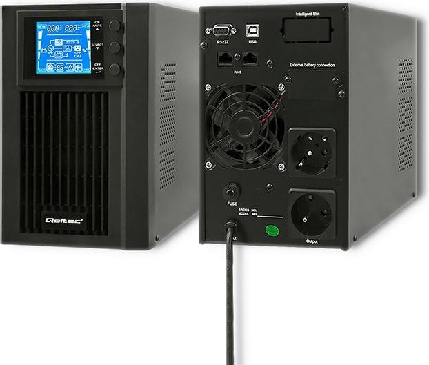Actual product image Qoltec 53042 Uninterruptible Power Supply| On-line| Pure Sine Wave| 1kVA| (1000 VA, 800 W, Online double converter UPS)