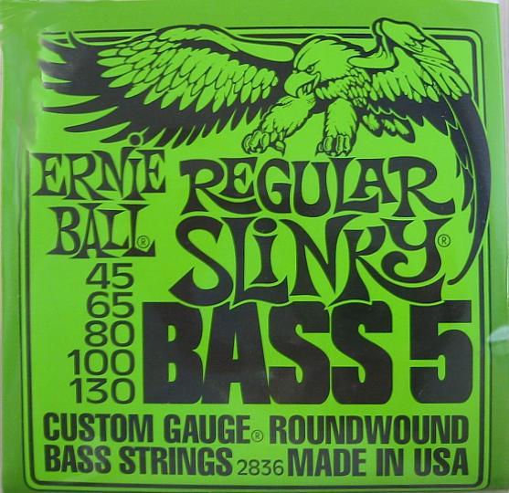 Immagine prodotto Ernie Ball Slinky regolare a 5 corde (5 x, Basso elettrico, 0.13")