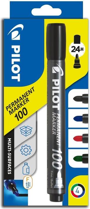 Pilot Permanent-Marker 100 (Multicolor, 1 mm, 4 x)