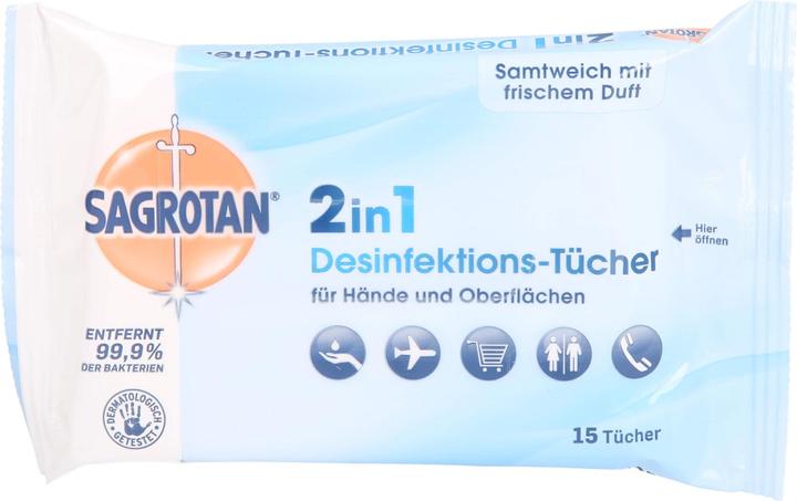 Produktbild Sagrotan 2 in 1 Desinfektions-Tücher, 15 St. Tücher