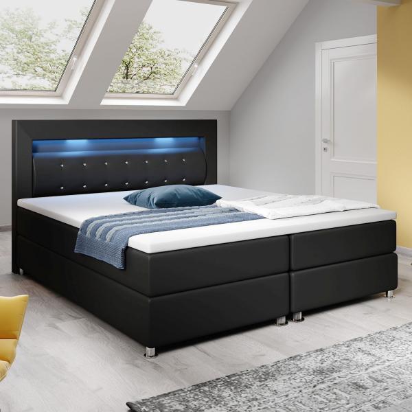 Image du produit Juskys LED Lit Boxspring Montana (180 x 200 cm)