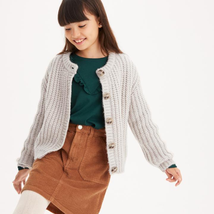 Produktbild La Redoute Collections Grobstrickjacke mit rundem Ausschnitt und Knopfleiste (102)